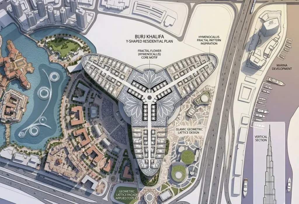 Y-shaped architectural design aerial view