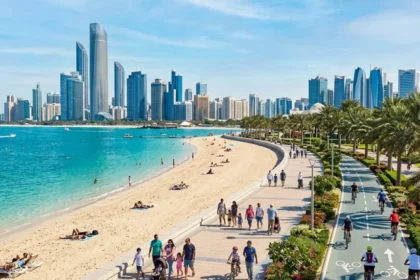 Corniche Beach Abu Dhabi skyline waterfront view