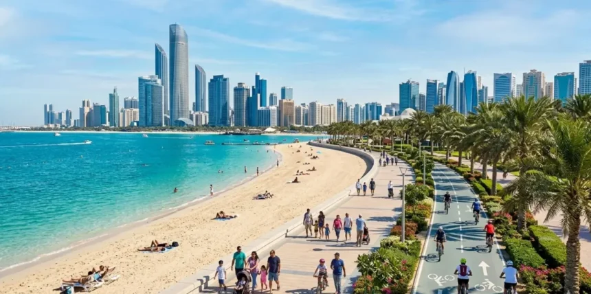 Corniche Beach Abu Dhabi skyline waterfront view