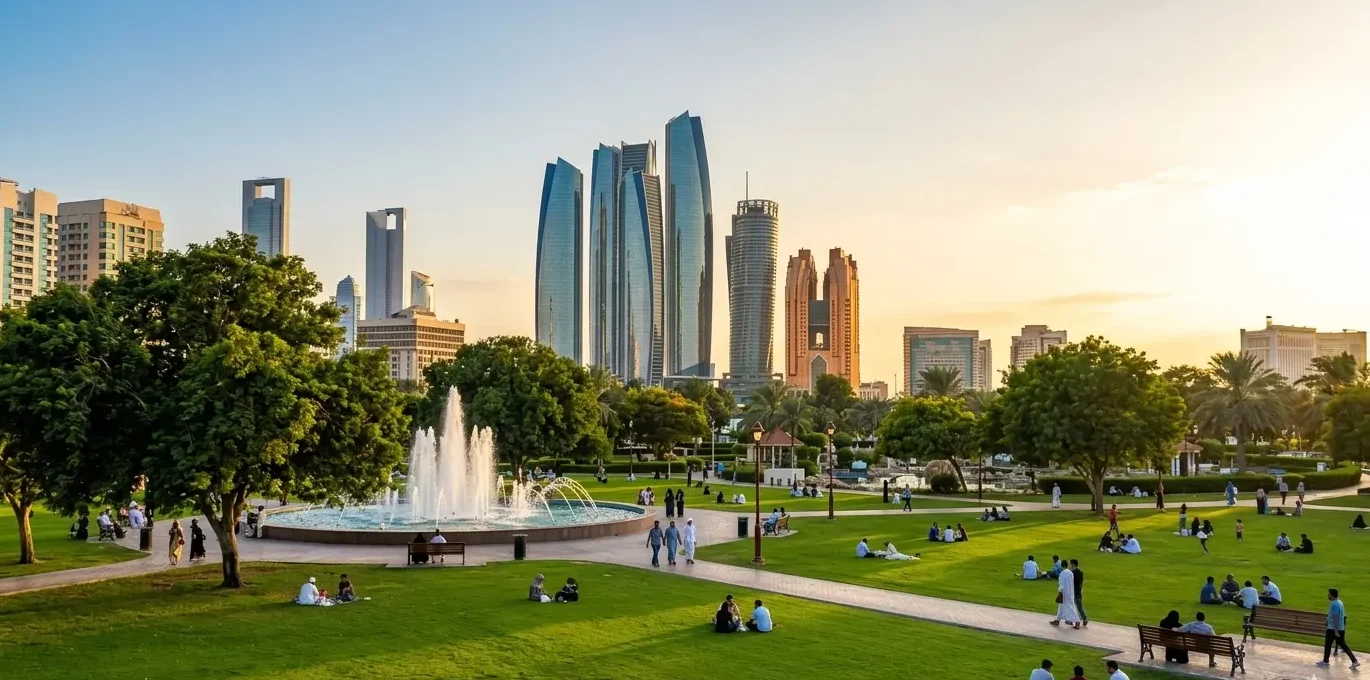 Capital Park Abu Dhabi green urban oasis with skyline view
