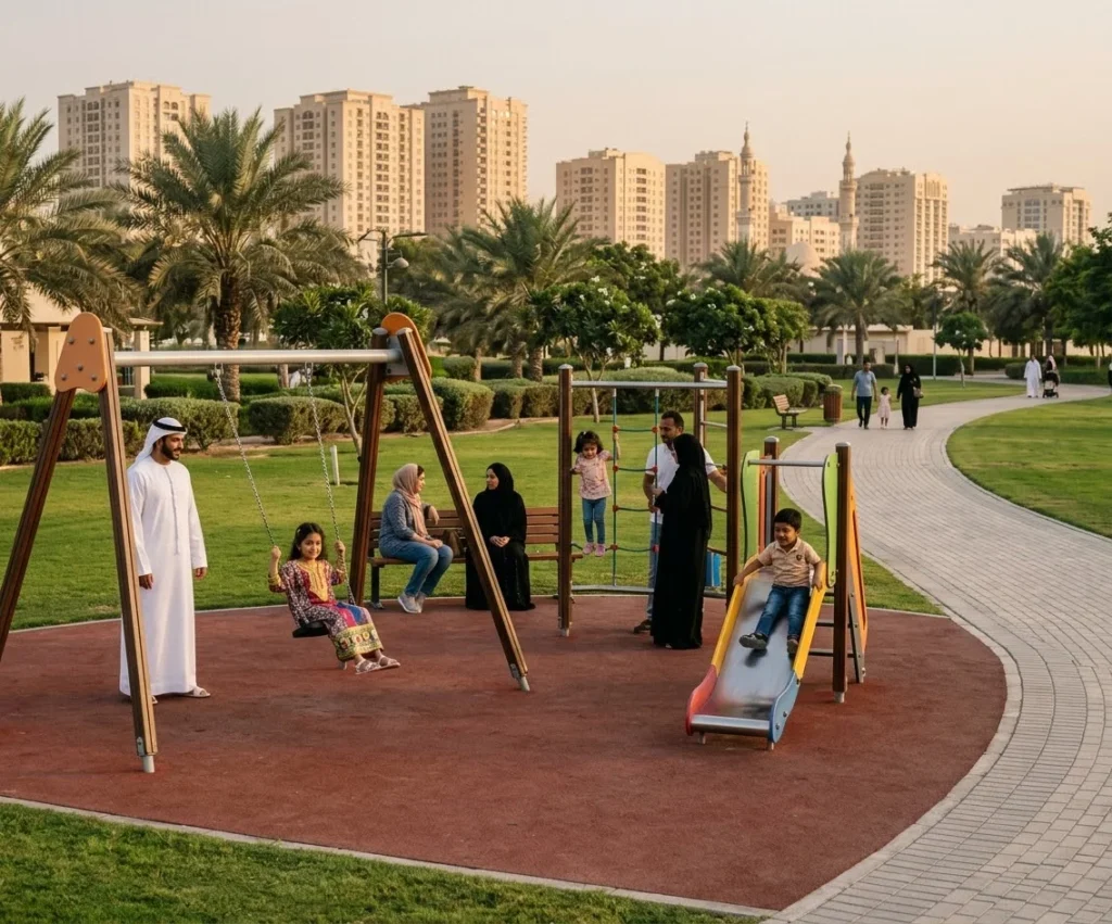 Al Nahda Pond Park Children to the Play Areas