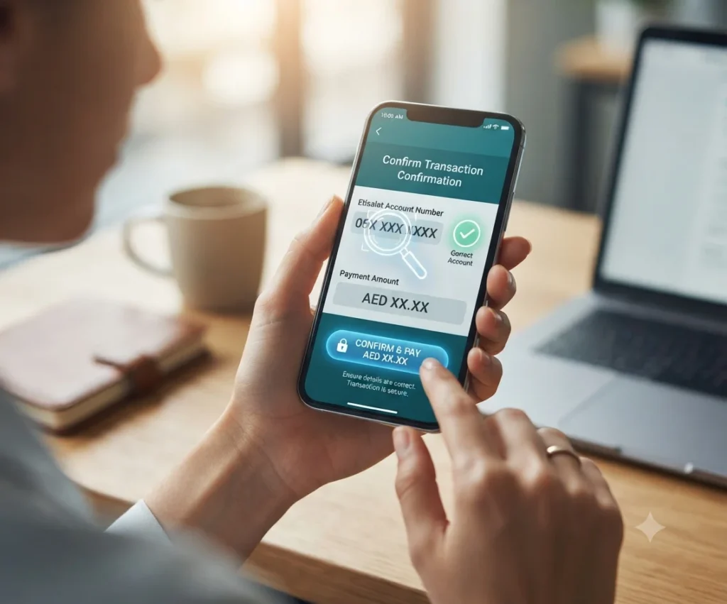 Checking an Etisalat account number before payment