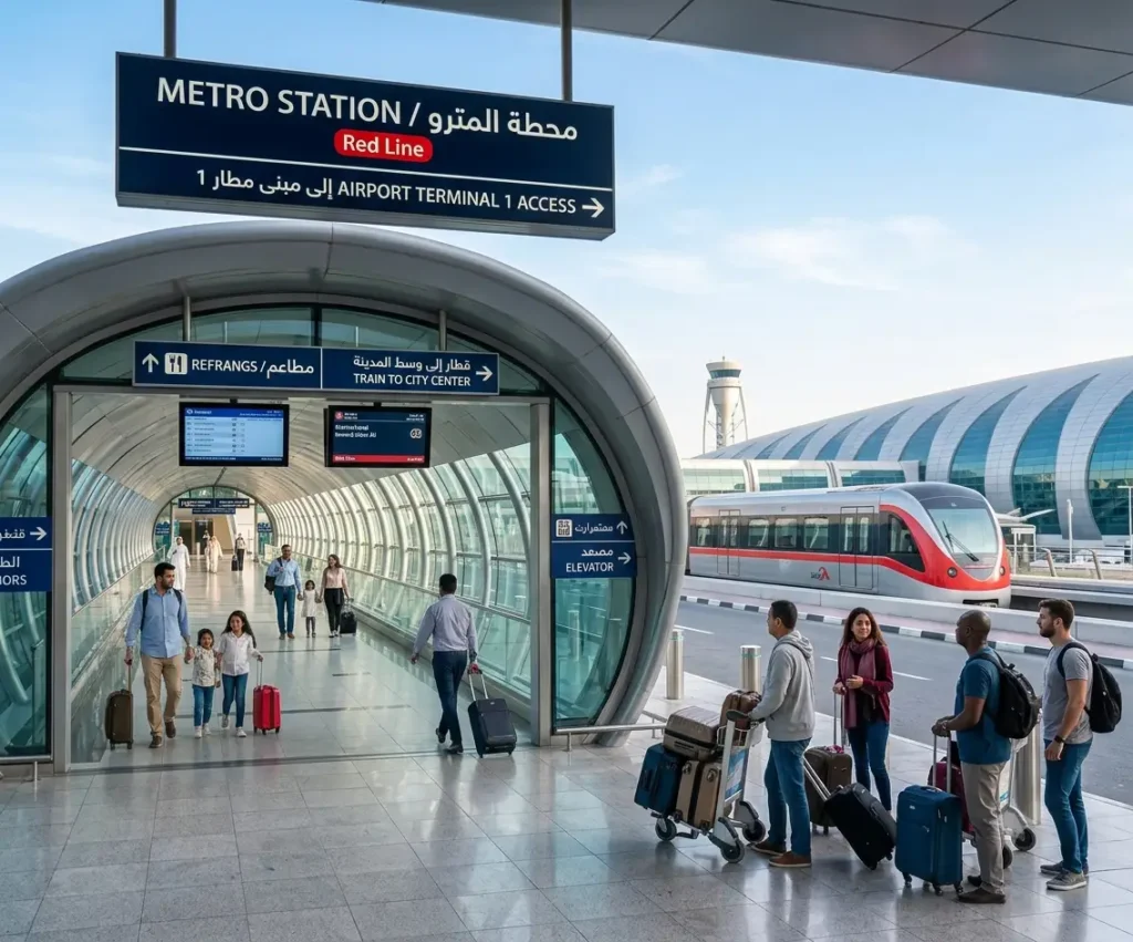 Dubai Airport Terminal 1 Metro Station connected to Dubai Metro Red Line