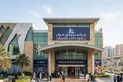 Grand City Mall Dubai exterior view and shopping entrance