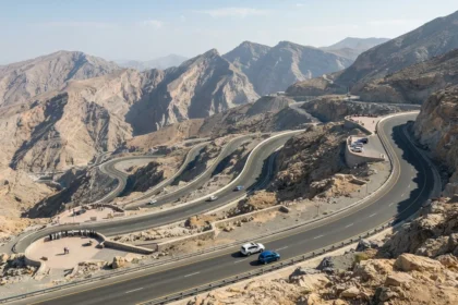 Jebel Jais mountain road in Ras Al Khaimah UAE