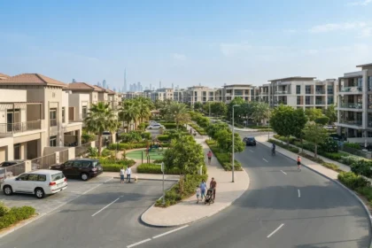 Nad Al Hammar Dubai residential community with villas, apartments, and landscaped roads