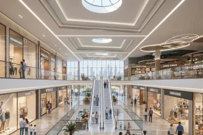 Interior shopping area of Silicon Central Mall