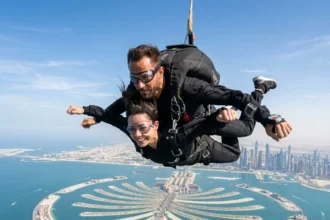 Skydive Dubai tandem jump over Palm Jumeirah