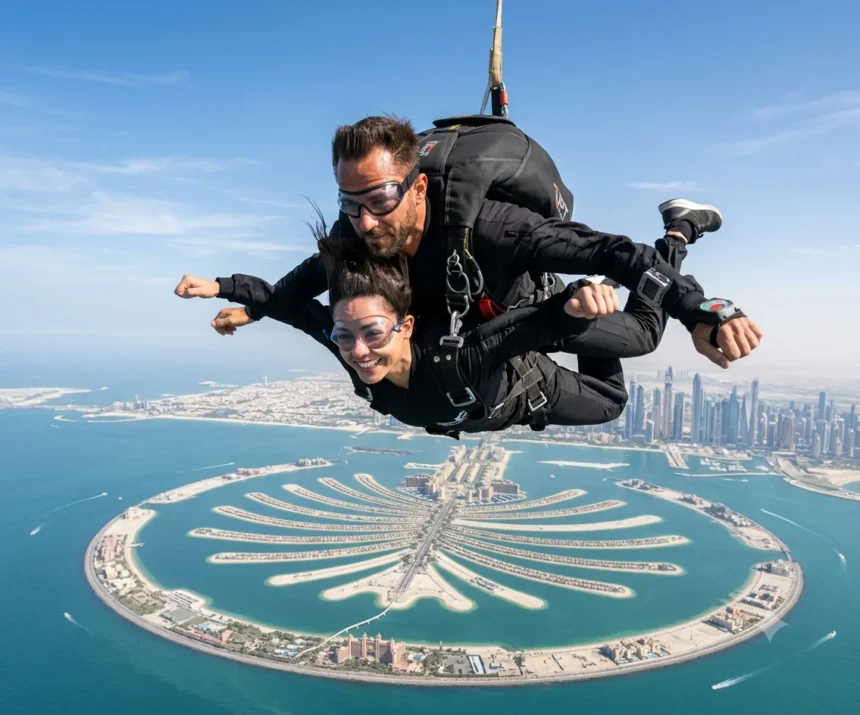 Skydive Dubai tandem jump over Palm Jumeirah